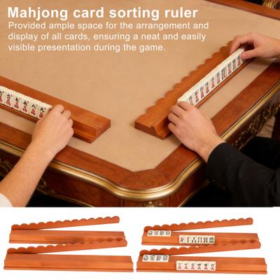 4 Stück Holz-Mahjong-Rack mit abnehmbarem magnetischem Schieber Gezahnter Rand Amerikanischer Mahjongg-Kachelhalter Schiebeleiste Mahjongg-Zubehör