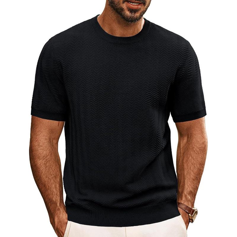 European Fashion Men S Solid Crew Neck Short Sleeve Knit T Shirt