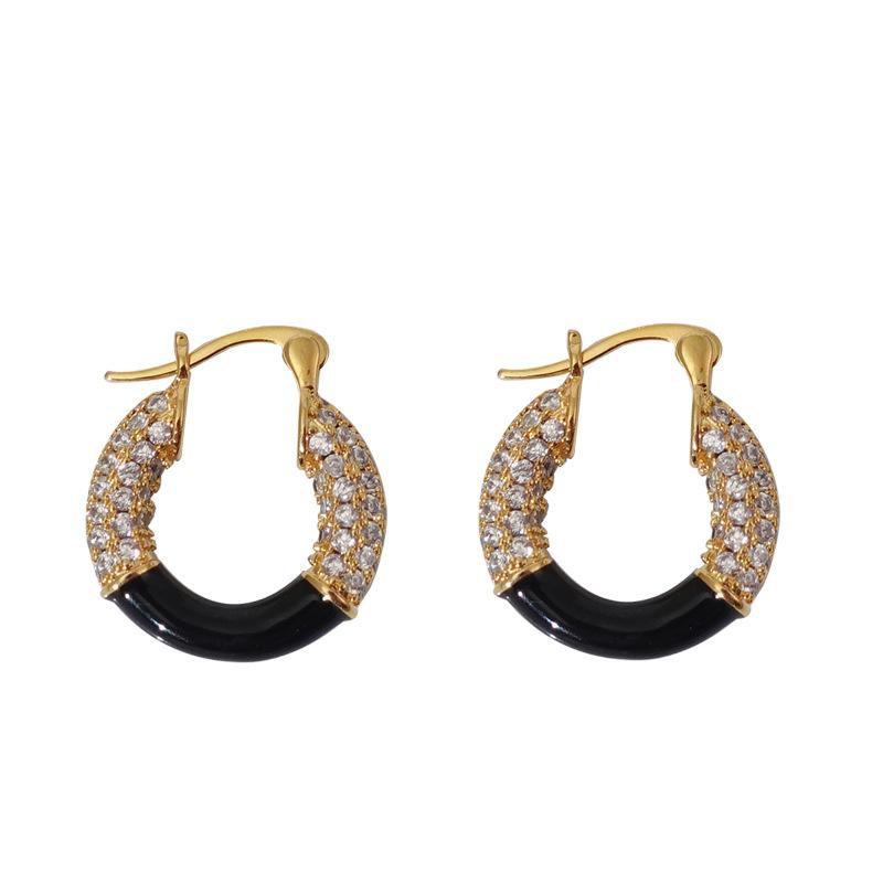 Letter,, Style, Atmosphere, High-End Ear Buckles, Fashion, Light Luxury, Exquisite Temperament, Enamel Drop Glaze