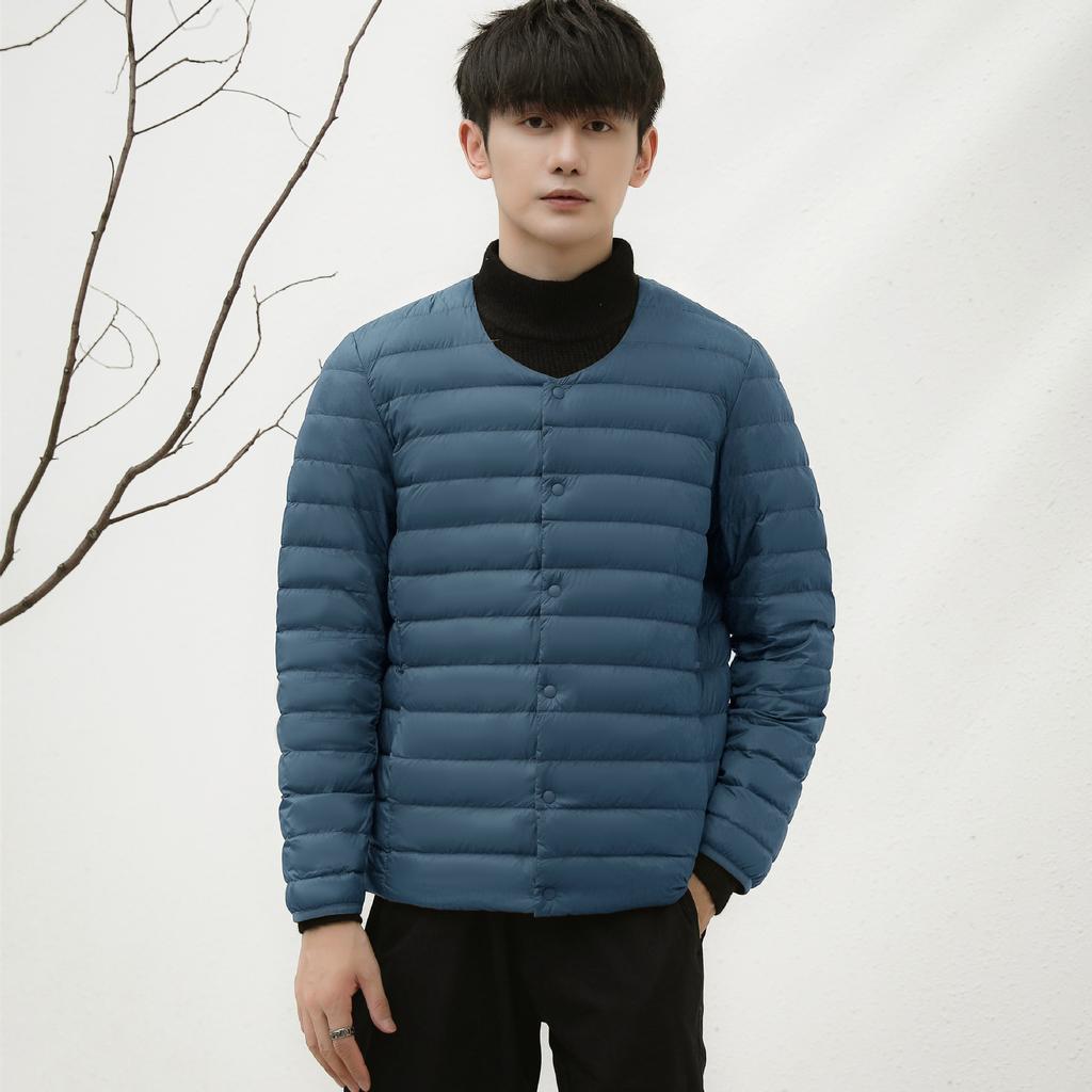 Men's down solid color new men's V-neck crew neck down liner down jacket large size jacket