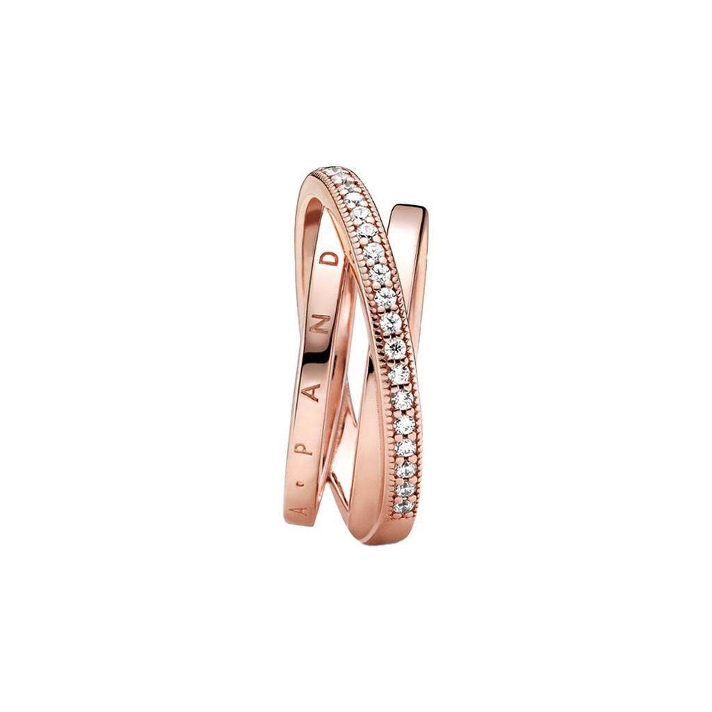 Pandora Pavé Interlocking Three Ring Moebius Ring Women rings Rose-Gold 189057C01