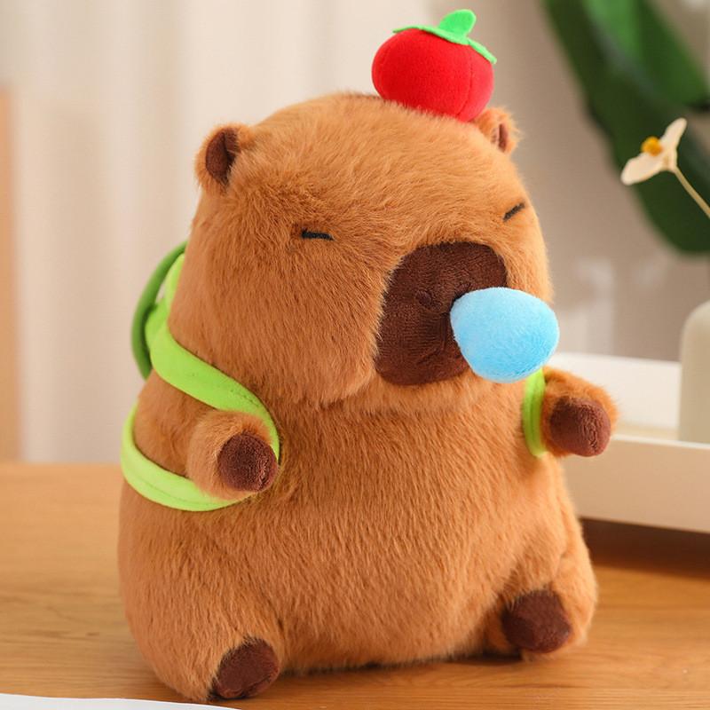 Capybara Plush Huggable Toy With Unique Food Designs And Soft Short Plush Fabric