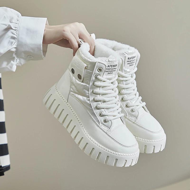 Winter Boots Women Waterproof Non Slip High Top Plush Cotton Snow Boots 2025 New Thick Sole Casual Ladies Warm Botas De Mujer