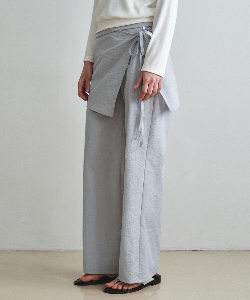 Wednesday Oasis For Woman Striped Wrap Skirt Pants_Grayish Blue(W26Pt08)