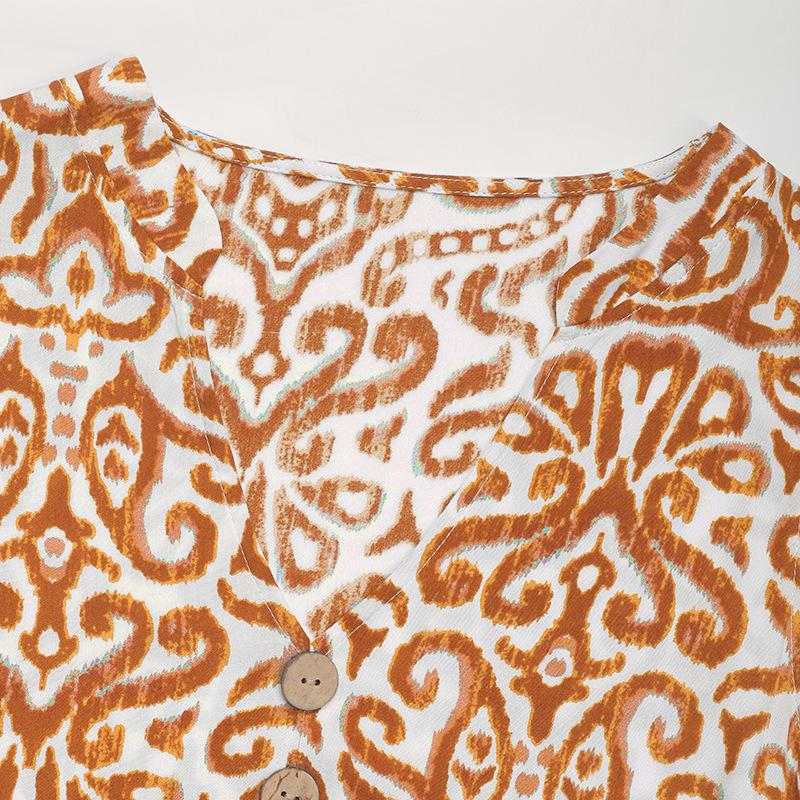 New Women's Abstract Print Sleeveless V-Neck Maxi Dress, Flowy Bohemian Long Dress for Summer Beach & Party