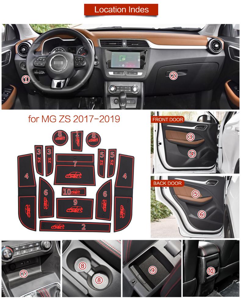 Anti-Slip Gate Slot Cup Mat Fit For MG ZS 2017-2024 Accessories Door Groove Non-Slip Pad Rubber Coaster