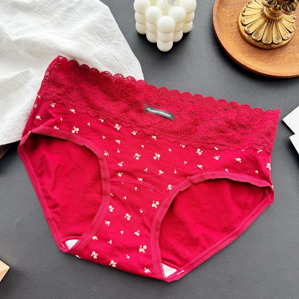Ladies Spring and Autumn Casual Lovely Cotton Lace Edge Underwear