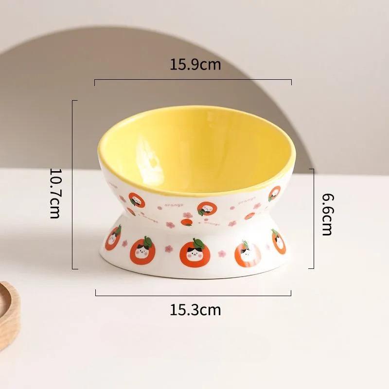 Creative Ceramic Drinking Water Food Tall Footed Bowls, Anti Overturning Neck Protection, Large Caliber, Cat Bowl, Supplies, 1Pc