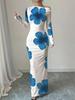Off-Shoulder Maxi Dress with Asymmetric Neckline and Floral Print, Available in Multiple Colors