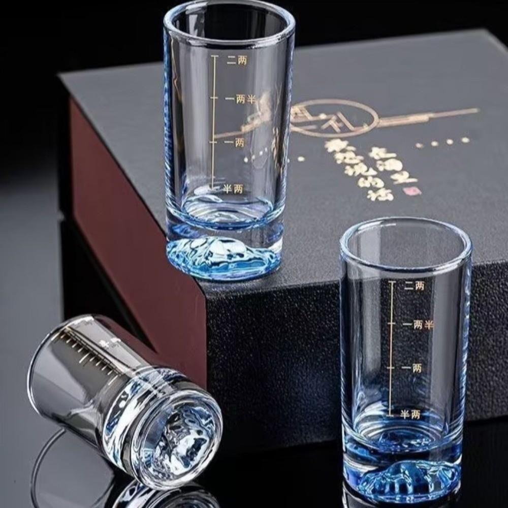 6 PCS/SET Thickened Cup Base Spirits Cup With Scales Vodka Cup Drink Cup Liquor Glass Banquet