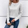Solid Long Sleeve Hollow Out Casual Shirt For Women Summer