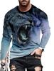 Men's T-shirt pattern lion pattern printing round neck brown 3D printing outdoor daily long sleeved printing clothing designer