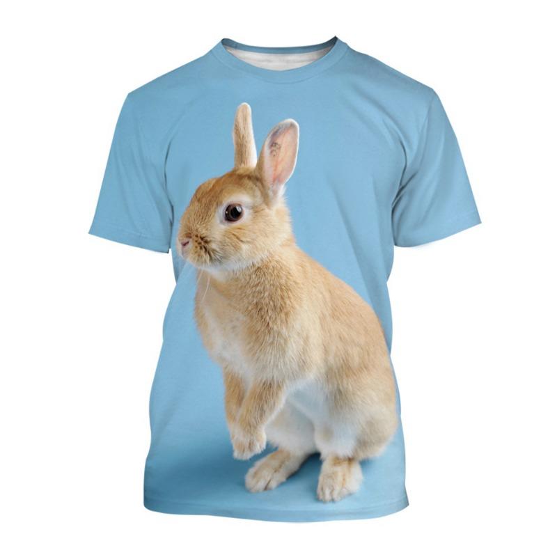 Animal Rabbit 3D Printed T-Shirts Men Women Casual Fashion Streetwear Oversized Short Sleeve T Shirt Male Tees Tops Man Clothing