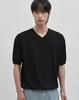 WORK ON BODY OFF Cool Bamboo Semi-Overfit V-Neck Short Sleeve Knit [Black]
