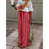 Women Loose Striped Drawstring Pants Wide Leg Trousers with Pockets Easy Summer Casual Home Wear