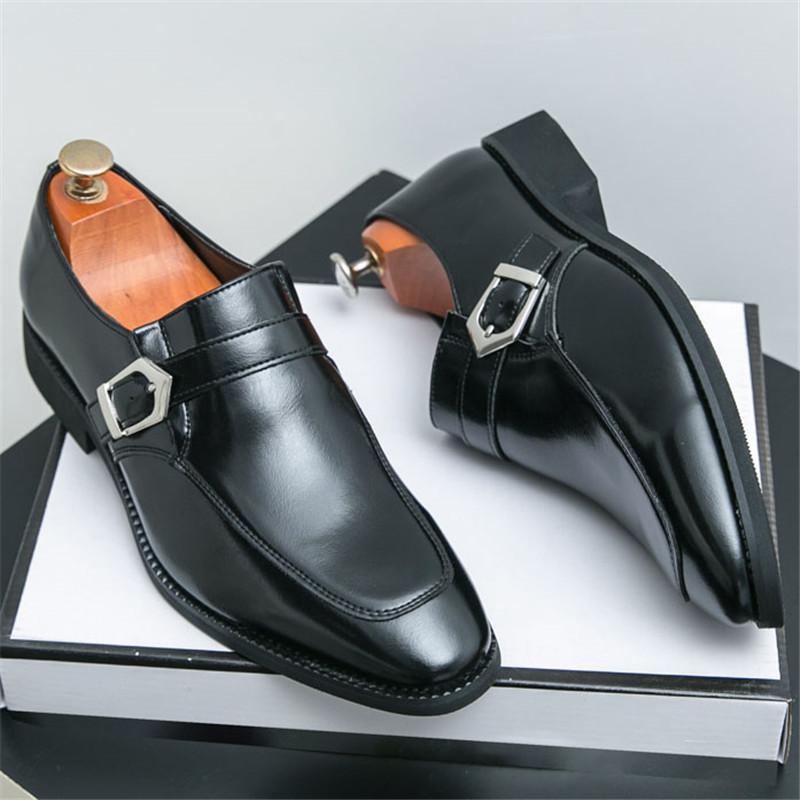 Fashion Trend Gentleman Business New Pointed Slip On Shoes Men Designer Monk Strap Loafers Formal Wedding Prom Dress Homecoming Footwear