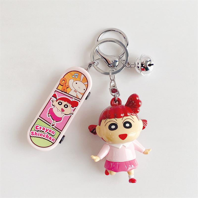 New Style Anime Crayon Shinchan Keychain Kawaii Girl Skateboard Shin-Chan Unzip Toy Decorate Bag Charms Portable Gift