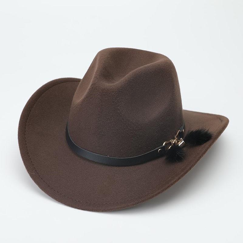 European and American suede warped edge western cowboy hat men and women outdoor curled brim ethnic style top hat felt hat