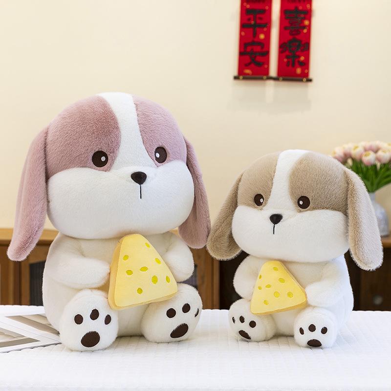 New cute cheese dog plush toy doll cute gluttonous dog doll throw pillow children's gift