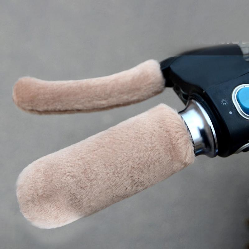 2 Sätze Plüsch Motorrad Lenkerabdeckung Universal Elektroroller Fahrradzubehör Winter Dick Warme Griffhandschuhe Lenkerwärmer