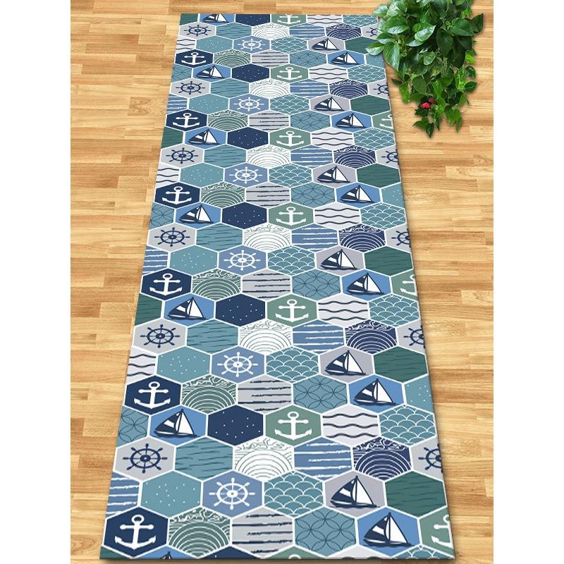 Flowers and Plank Home Balcony 3D Passageway Long Corridor Carpet Spring Floral Pattern Entryway Stairway Rugs Room Aisle Mat