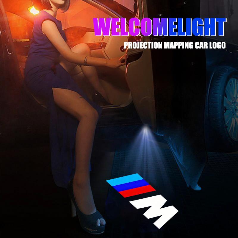 BBJT8 For BMW M Emblem F10 F20 F30 X1 F31 F49 E62 F40 F15 F25 F26 E83 E84 2Pcs Car Door Welcome Lights HD Projection Lamps Accessories