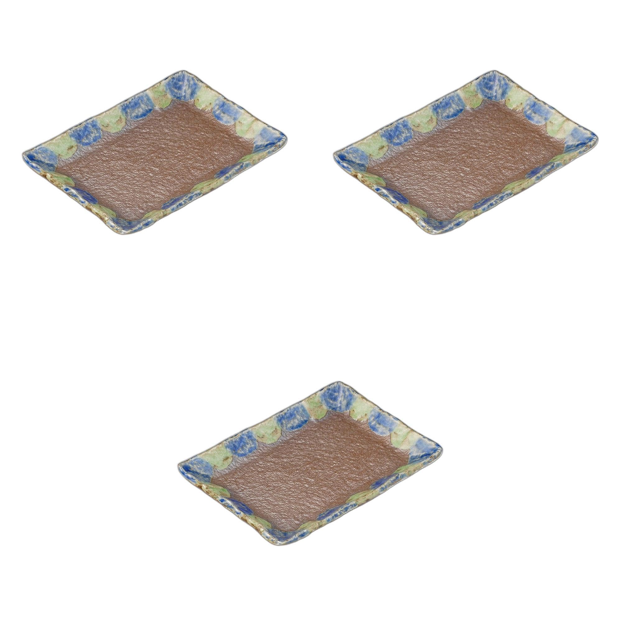 

Set of 3 Sparkle Rectangular Plates x x Ceramic Pottery Plates by Setomonohonpo 7.0 [20 14.2 2cm]