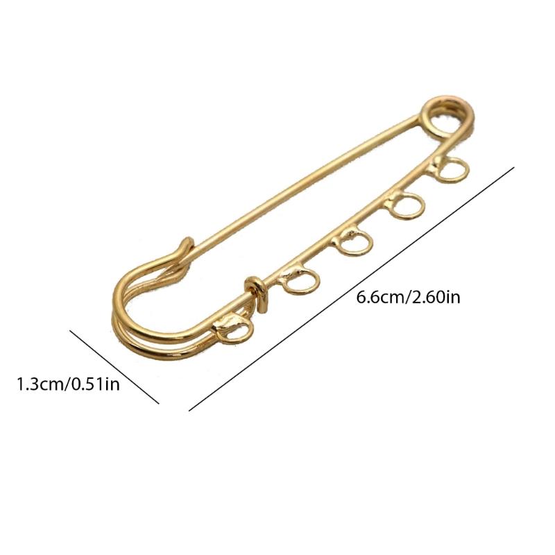 10x Metal Kilt Pin Brooch Clasp 5 Holes Safety Pins Brooch Findings for Arts Sewing Crafts 5x1.5cm Fashion Jewelry Gold