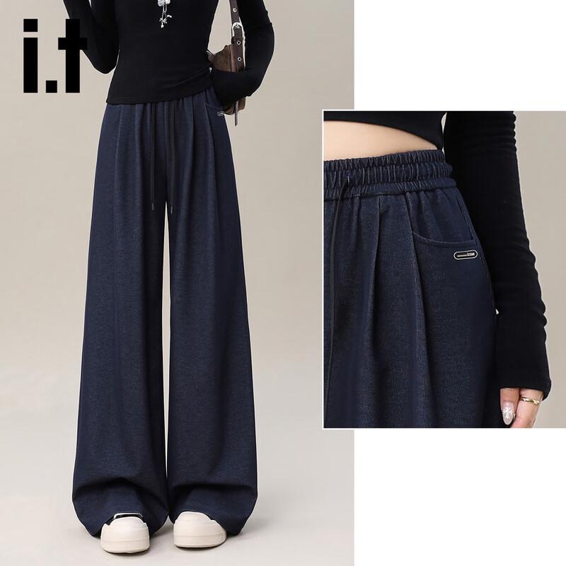 Izzueit Women's High-Waist Drawstring Relaxed Fit Casual Trousers