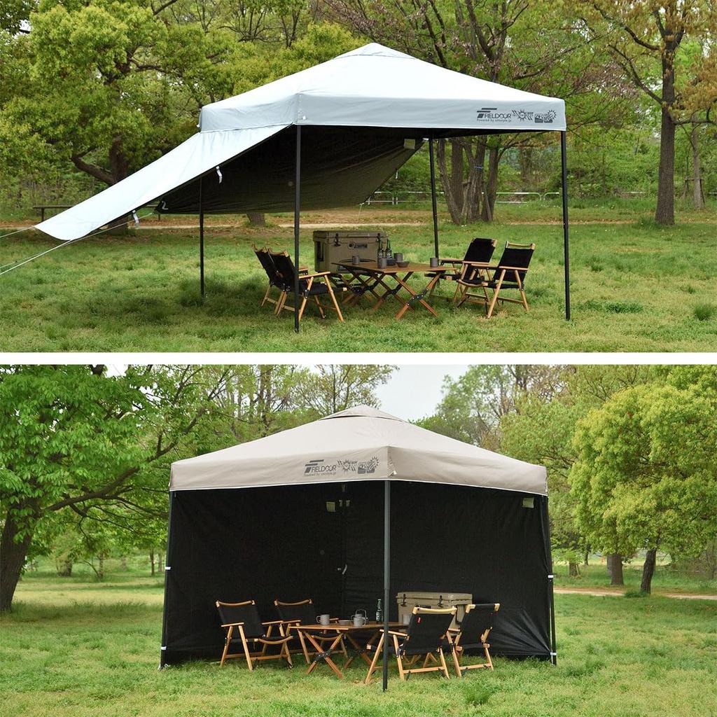 FIELDOOR Tarp Tent Dedicated Side Sheet Blackout PU Coating Completely Blackout Wall Type Common (Horizontal Curtain) Steel/Aluminum (G03 Model)