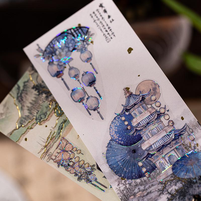 Yuxian Waterproof PET Stickers: Flower Dream Butterfly Series for DIY Journal & Collage.