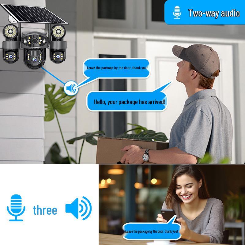 V380Pro 4G Solar-Powered HD Outdoor Camera with WiFi and Three-Screen Remote Voice Control