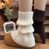 Dark Gray Wool Leg Warmers for Women Autumn Winter Fleece Lined Thickened Knitted Leg Sleeves Slouch Socks To Match Snow Boots