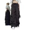 Women's Straight Leg Cargo Nine-point Pants Elastic Elastic High-waisted Casual Pants