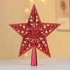 Xmas Tree Topper Plastic Hollowed-Out Sparkling Star Festival Party DIY Decoration Accessories Top Pentagram Christmas Decoration Holiday Supplies