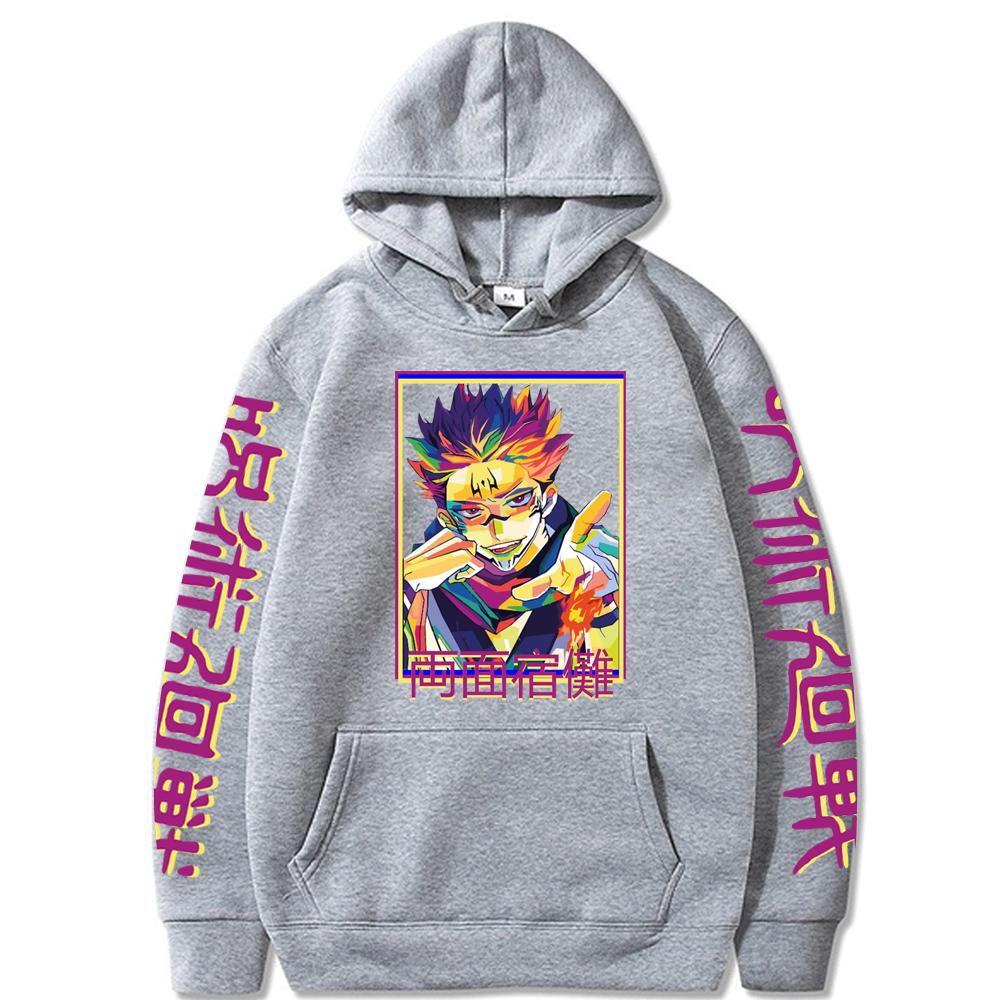 Anime Jujutsu Kaisen Hoodie Graphic Print Hoodies Vintage Oversized Hooded Sweatshirt Long Sleeves Soft Men Women Clothes
