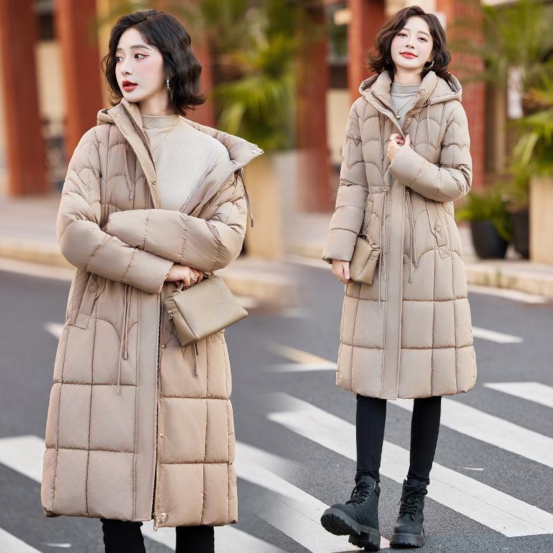 Women's winter cotton-padded clothes medium and long slim-fitting waist regular thickened down cotton-padded jackets hooded mother clothes