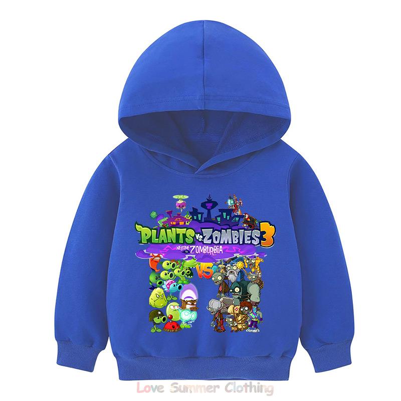 Boys Hoodie Age 4-14 Plants HD Print Zombies Thin Girls Pullover Girls Casual Wear Fall Hoodie Long Sleeve Polyester New Arrivals 2025