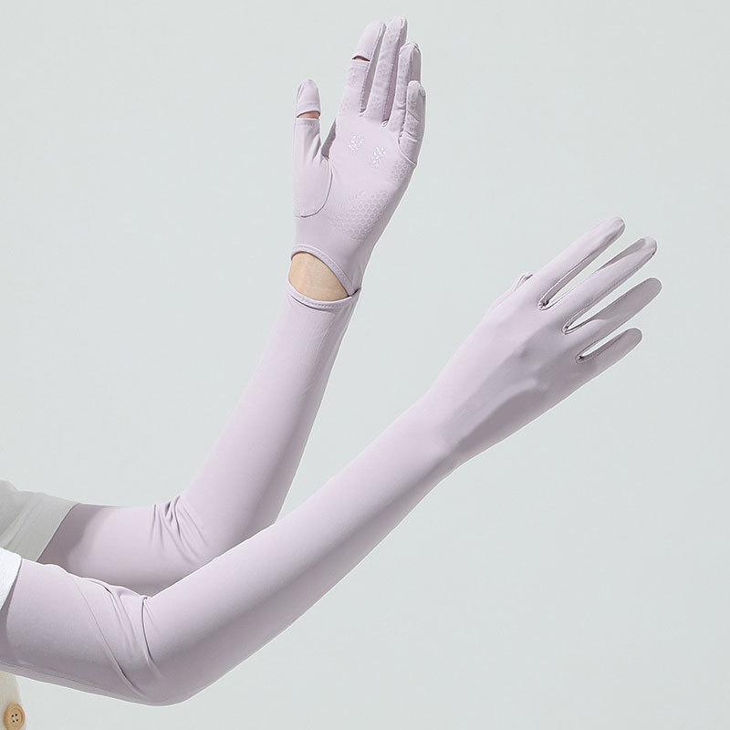 Sun Protection Gloves Women's Long Ice Silk Sleeve Cover Summer Outdoor Cycling Driving Anti-UV Touchscreen Finger cover Sleeves