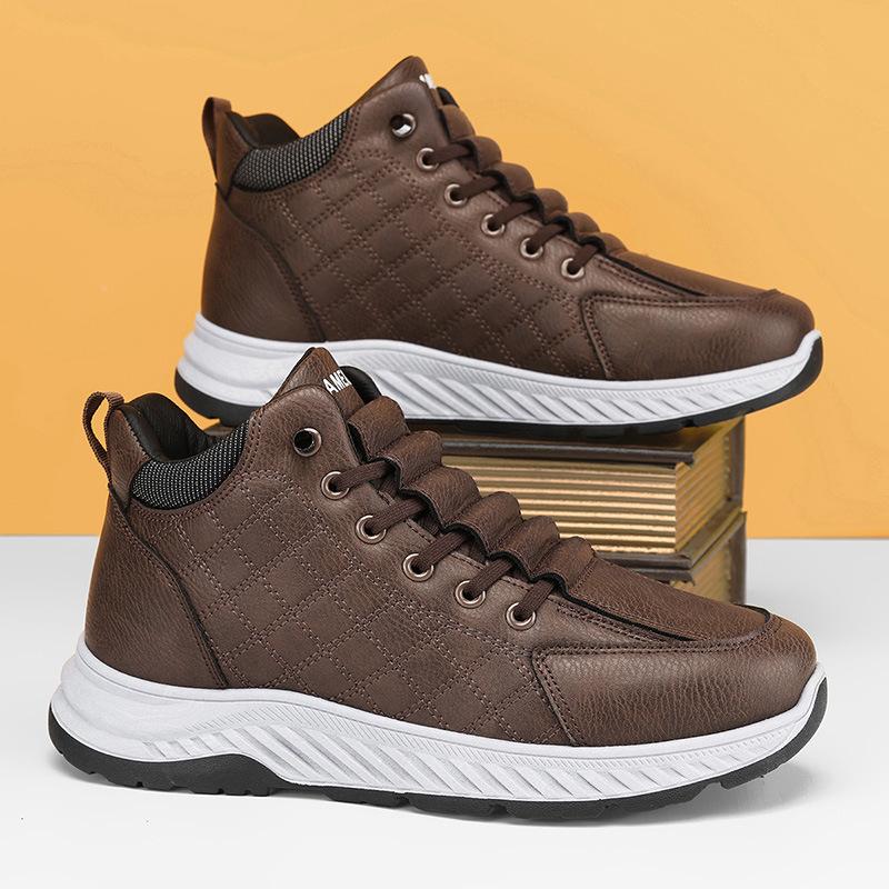 

Уличные зимние новые мужские хлопковые туфли теплые повседневные туфли высокий верх толстая подошва износостойкие нескользящие сноубутсы бархатные мужские туфли 46