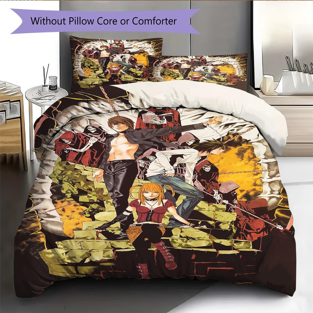 Juego de Ropa de Cama con Estampado de Dibujos Animados Colcha Funda de Colcha Funda de Almohada Decoración del Hogar Regalo de Cumpleaños (1 * funda nórdica + 2 * fundas de almohada, sin núcleo)