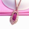 Exquisite Russian 585 Purple Gold Plated Rose Gold Square Redstone Pendant Necklace Fashionable And Exquisite Colored Gold Necklace
