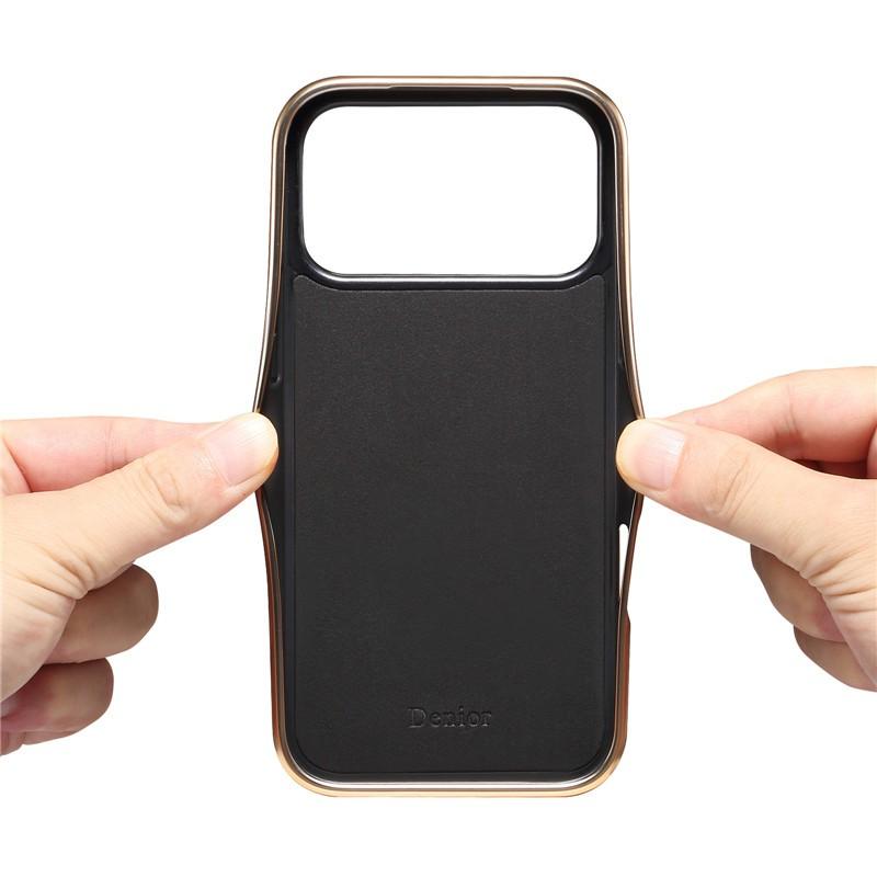 Custodia Magnetica in Vera Pelle Premium per iPhone 12 13 14 15 16 17 Pro Max Air Plus Pelle a Grana Superiore Pulsanti Metallici Copertura
