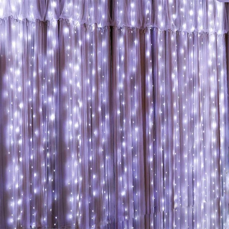 Nowe 2024 Kurtyna Fairy Lights Navidad LED Garland Wesołych Świąt Wisiorek Dekoracja Ślubna na Festoon Chambre Prezent Drop Ornam