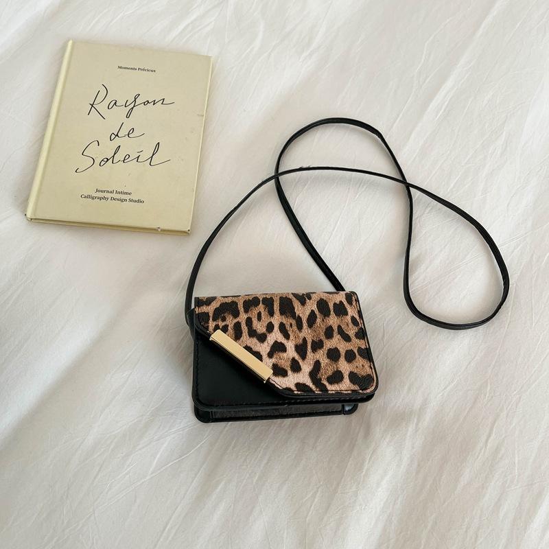 Korean Style Leopard Print Underarm Crossbody Small Square Bag