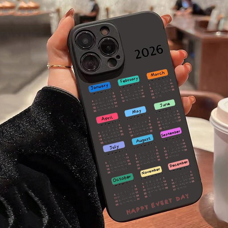 Phone Case For Xiaomi Redmi Note 14 Pro Plus 5G 14 13 12 11 10 Redmi 14C 13C 12C With New Year 2026 Calendar Pattern Soft Cover