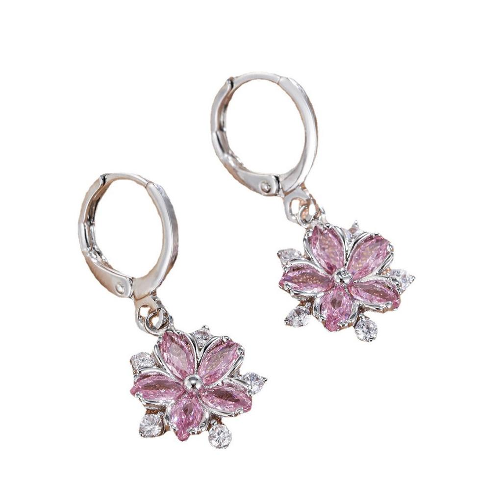 Personality Marquise Zircon Petal Earrings For Women Temperament Versatile Exaggerated Ear Drops Fashion Jewelry