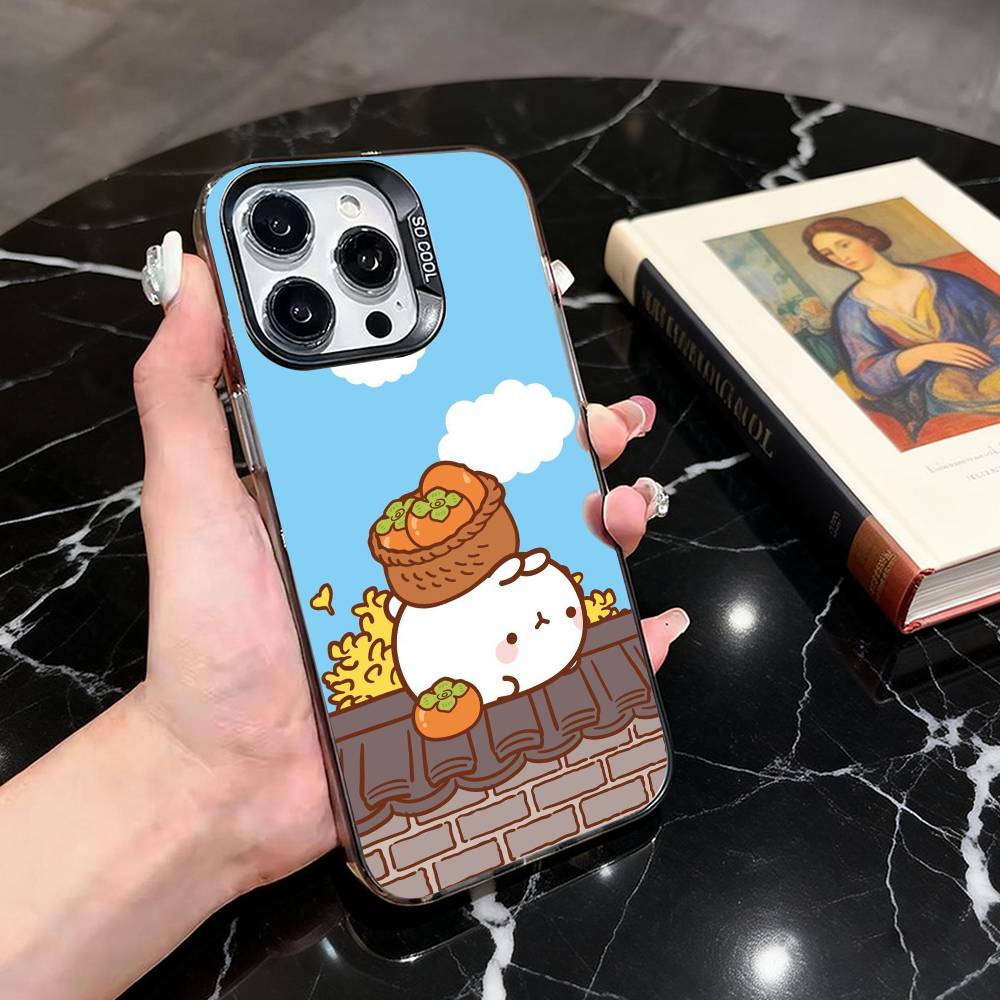 Cartoon M-Molang  Phone Case For iPhone 17,16,15,14,13,12,11 Plus,Pro Max,XS,Colorful Silver Black Cover iPhone13