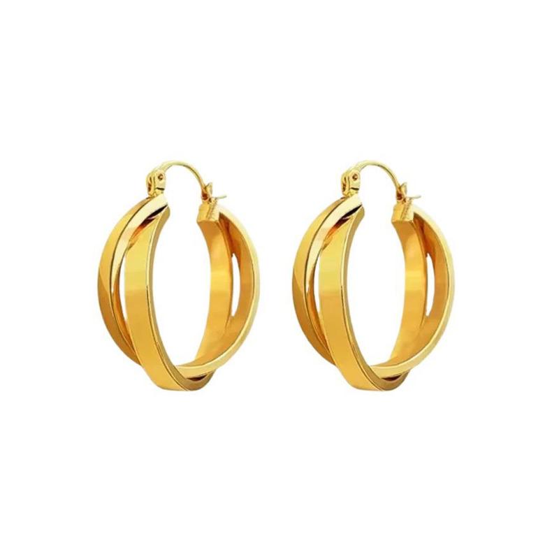 

BELLA BOX Korean Double-ring Luxury Lightweight Ear Cuffs, Simple Metal, Niche Style, Elegant Women s Earrings, Versatile Jewelry. a pair золотистый