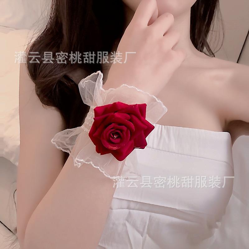 Sexy Sleeve Accessories Lolita Small Fresh Rose Wristband Dark Lace Rose Bracelet